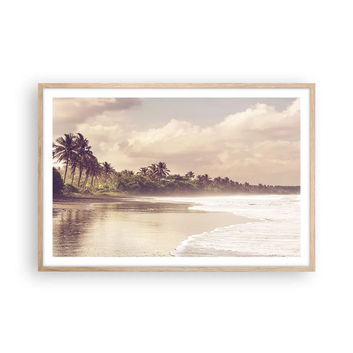 Poster in light oak frame - Caress of the Waves - 91x61 cm