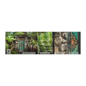 Photo Wallpaper Sample Standard Eco - Door to Exotic World - Door With Ornament, Architecture, Mystery - 100x30 cm