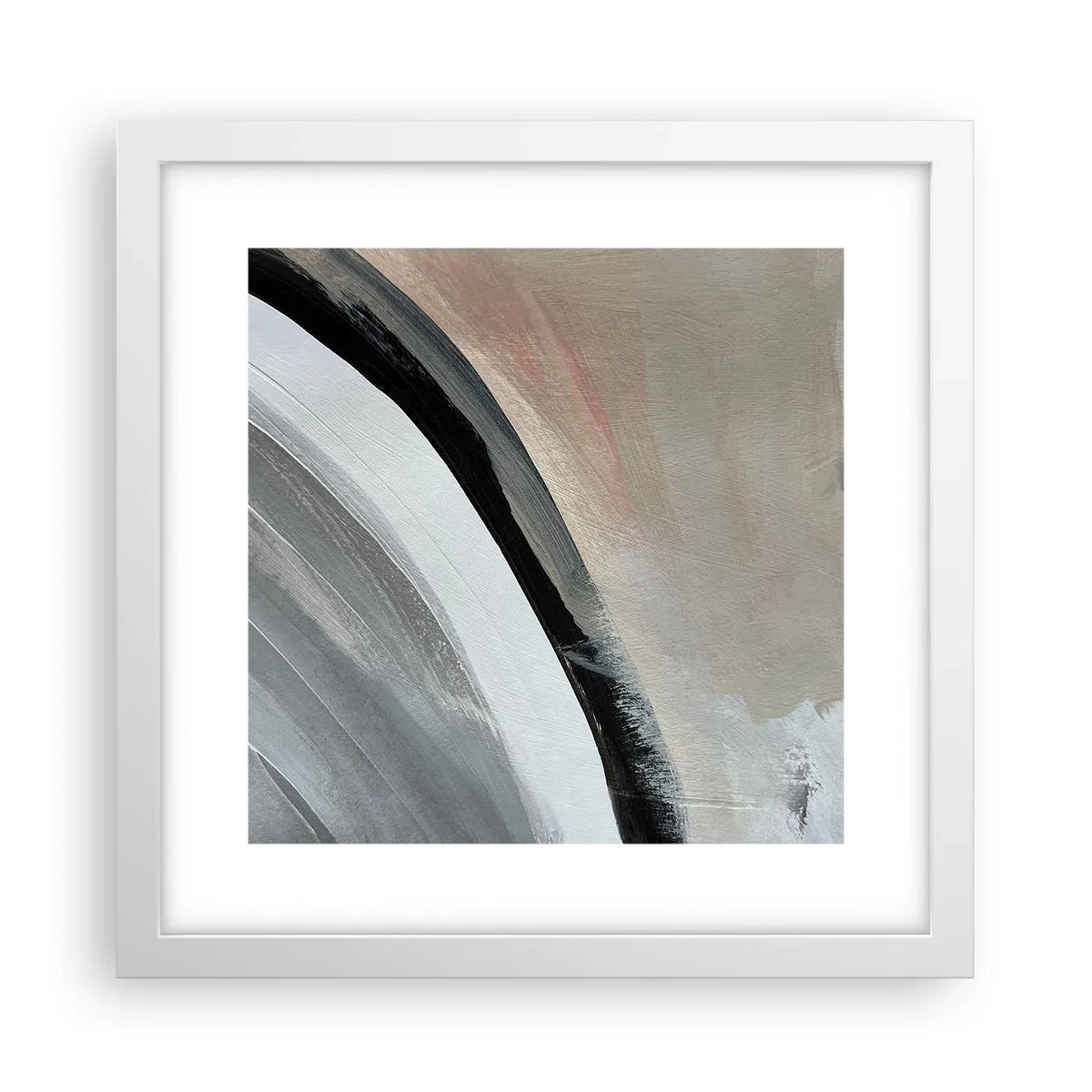 Poster in white frmae - Composition: Arc of Black and Grey - 30x30 cm