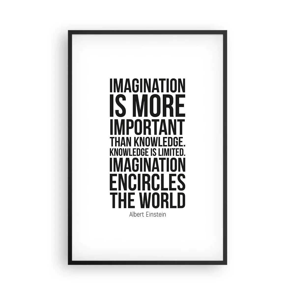 Poster in black frame - Einstein about Power of Imagination - 61x91 cm
