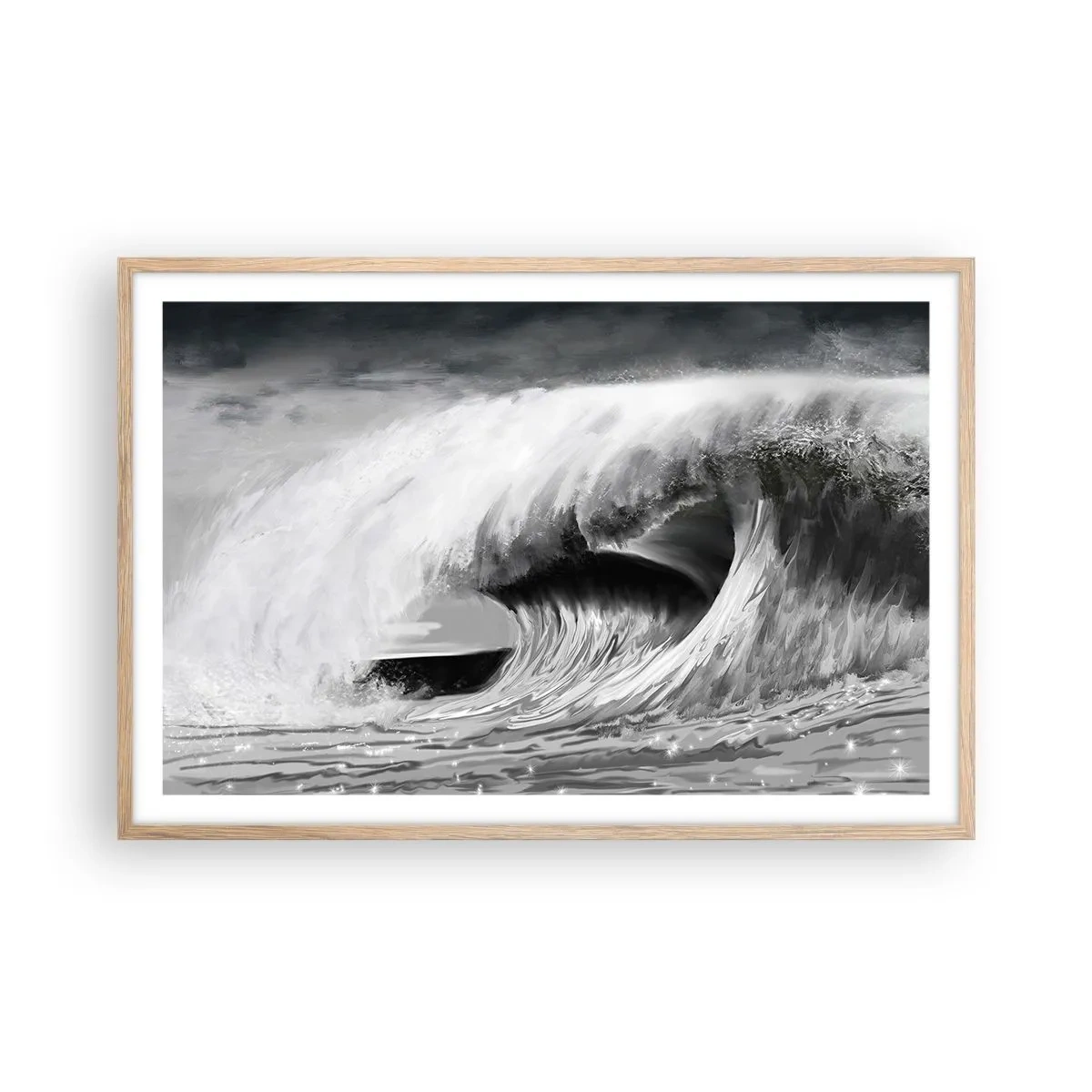 Poster in light oak frame - Wrath of the Ocean - 91x61 cm
