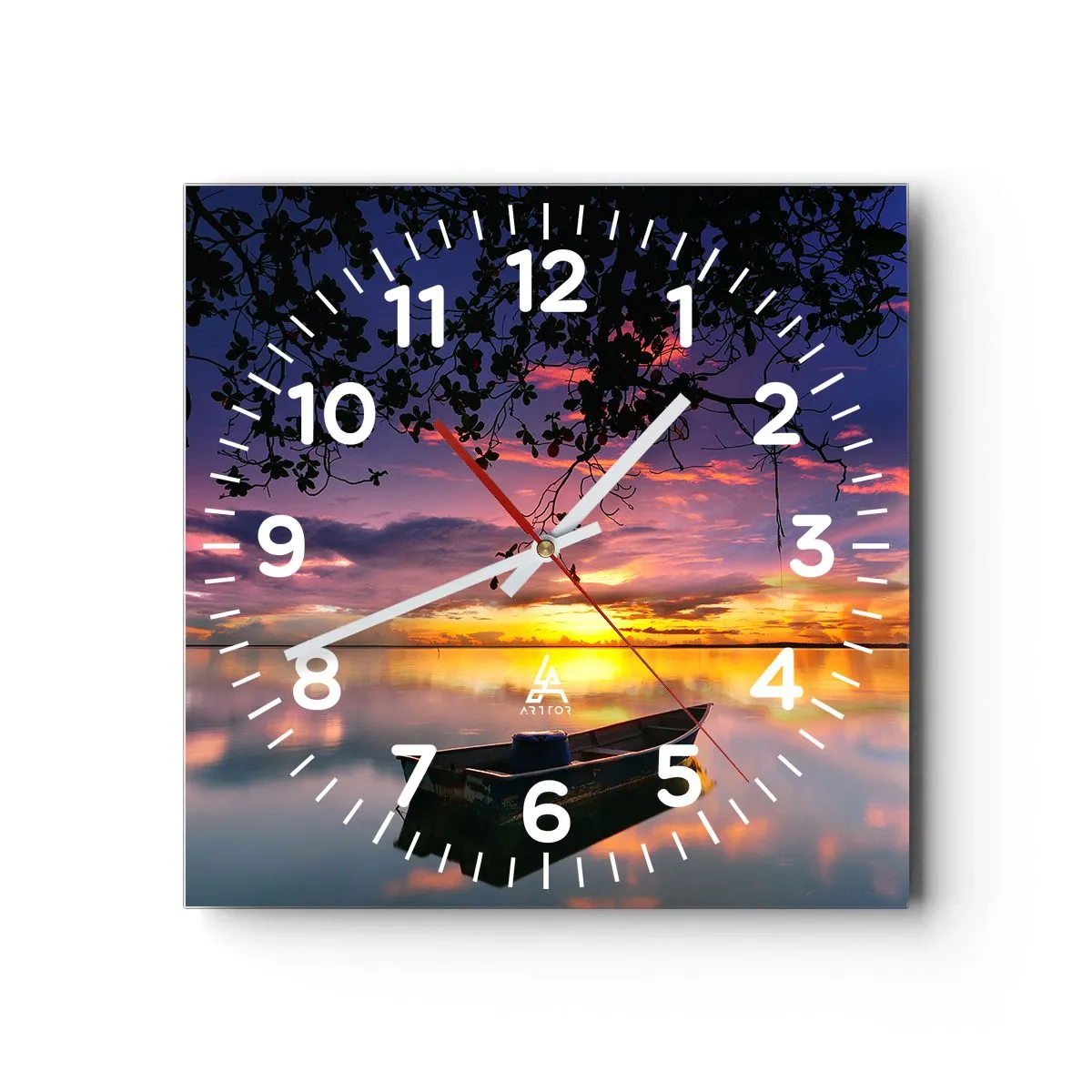 Wall clock - Clock on glass - Serenity of the Lake - 40x40 cm