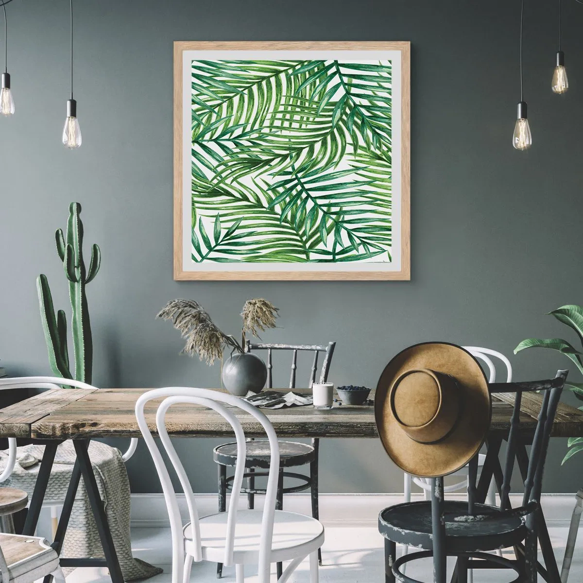 Poster in light oak frame - Under the Green Canopy - 60x60 cm