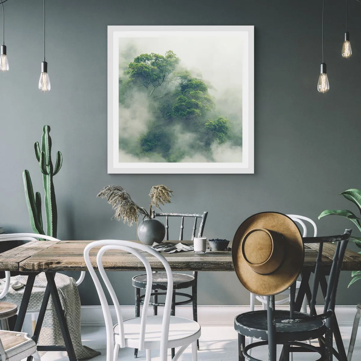 Poster in white frmae - Wrapped In Fog - 30x30 cm