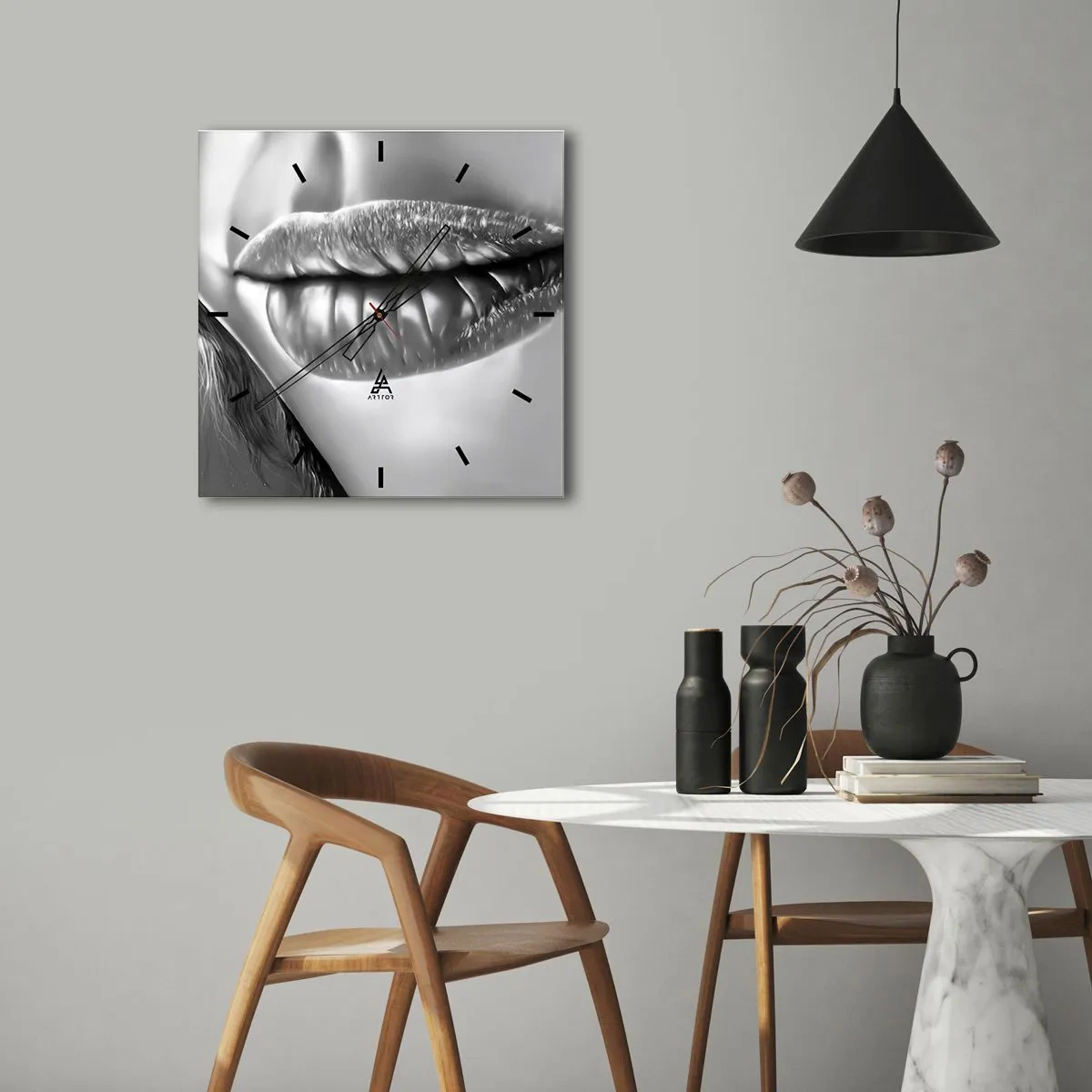 Wall clock - Clock on glass - I Know What You Are Thinking - 40x40 cm