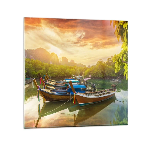 Glass picture - At the Start of a Busy Day - 30x30 cm