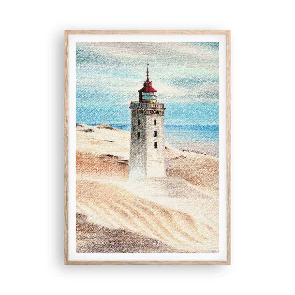 Poster in light oak frame - Always Staring at the Sea - 70x100 cm