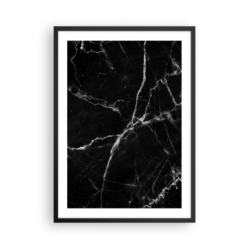 Poster in black frame - Black marble background with white cracks - 50x70cm - The Secret Life of a Stone - Modern wall decoration for the living room and bedroom ARTTOR