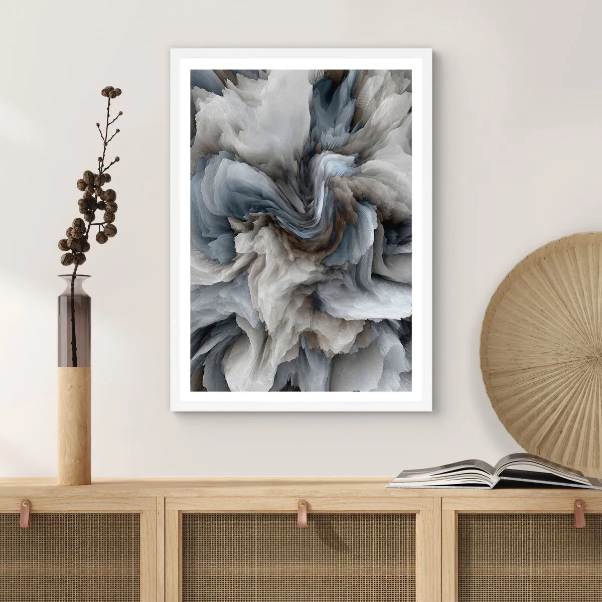 Poster in white frmae - Stone and Flower - 50x70 cm