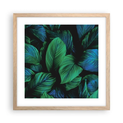 Poster in light oak frame - In a Green Crowd - 40x40 cm