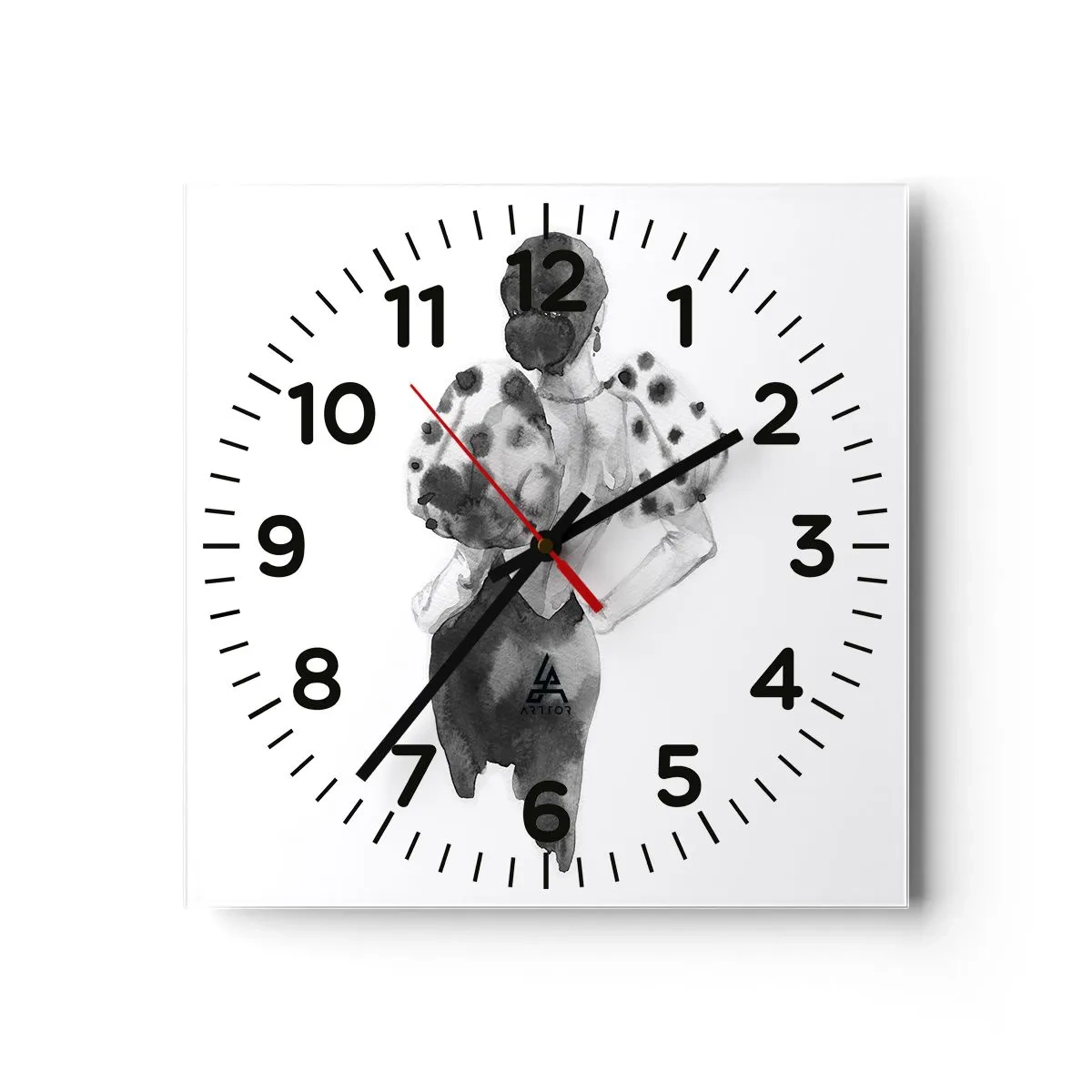 Wall clock - Clock on glass - She Passed by - 40x40 cm