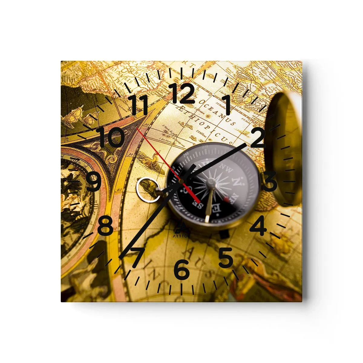 Wall clock - Clock on glass - To the End of the World? - 40x40 cm