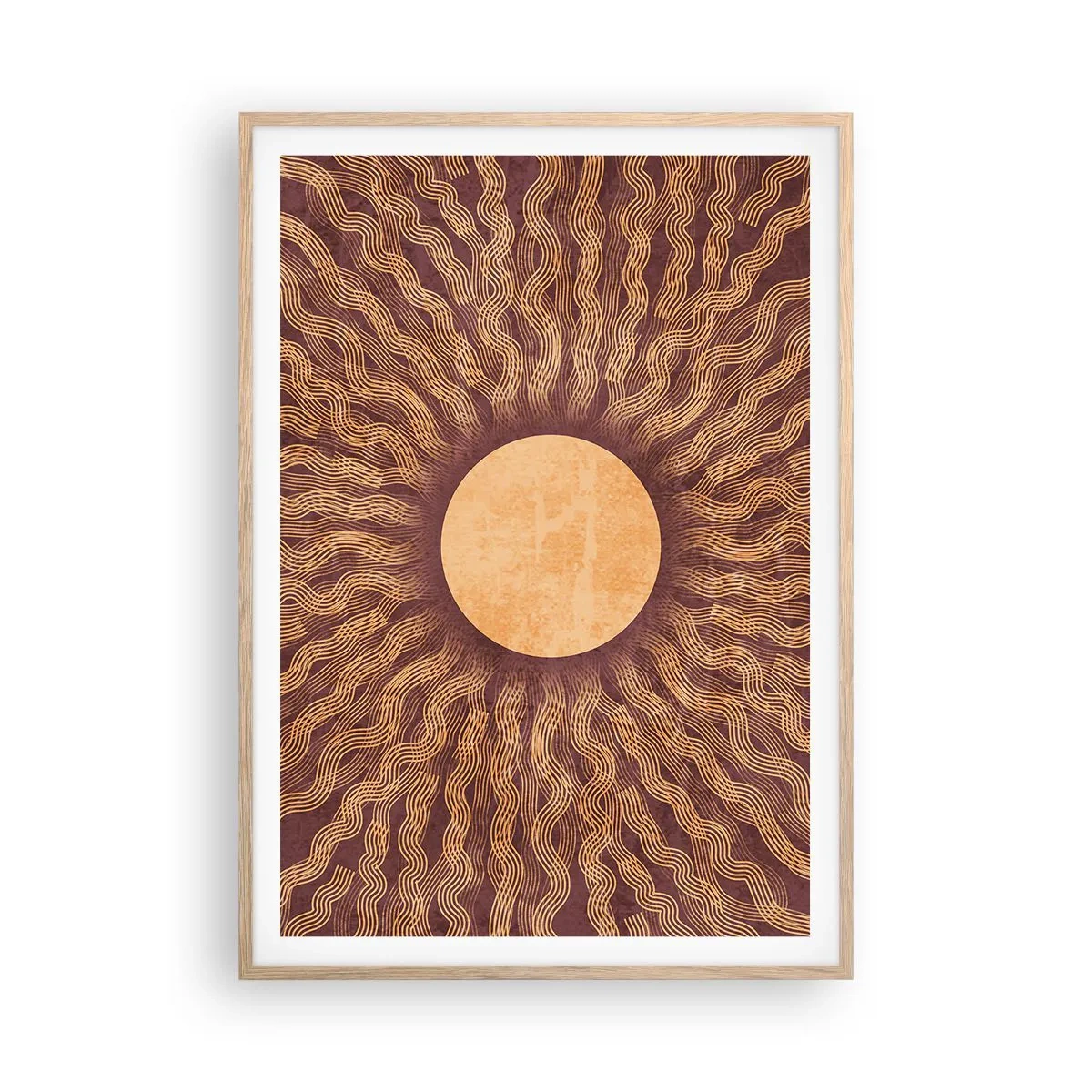 Poster in light oak frame - Sun Icon - 70x100 cm