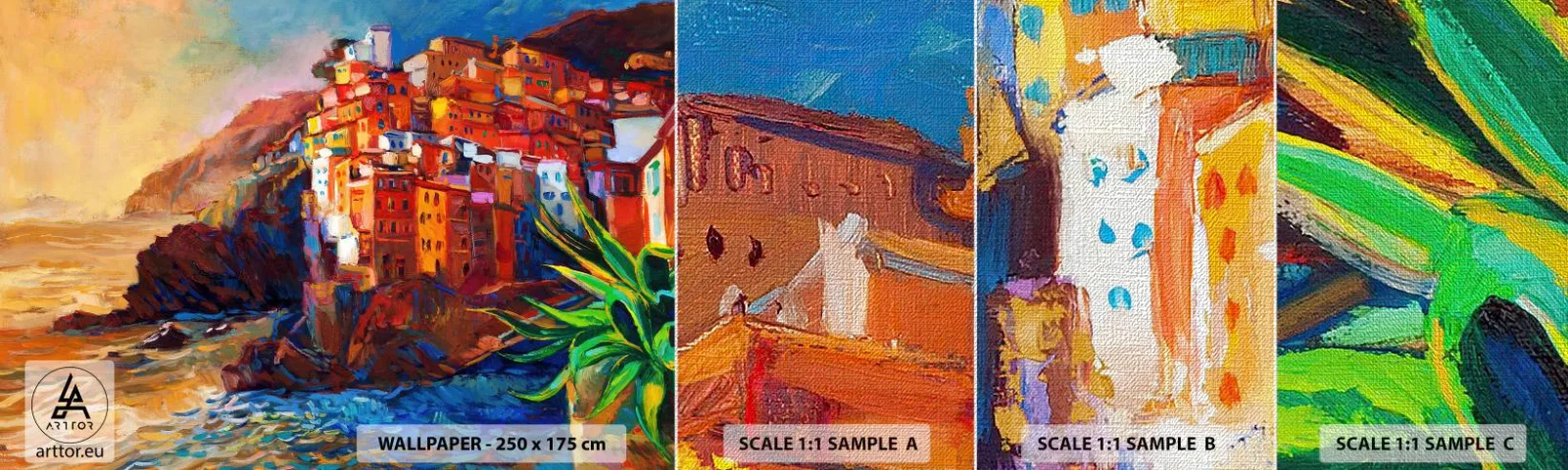 Photo Wallpaper Sample Premium Canvas - Italian Vibes - Landscape, Architecture, Sea Coast - 100x30 cm