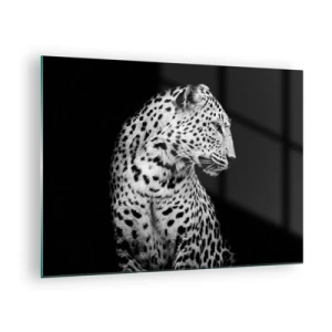 Glass picture - A leopard in black and white light against a window - 70x50cm - A Perfect Right Profile  - Modern wall decoration for the living room and bedroom ARTTOR