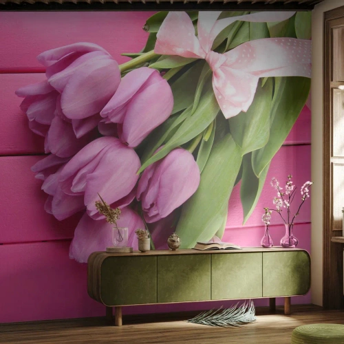 Self-Adhesive Photo Wallpaper Deluxe Sticker - Especially for You - Flowers, Tulips, Bouquet of flowers - 350x256 cm