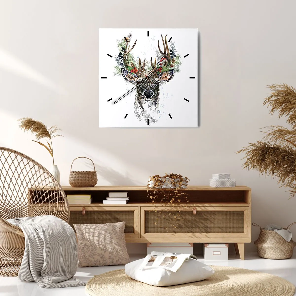 Wall clock - Clock on glass - In Christmas Attire - 30x30 cm