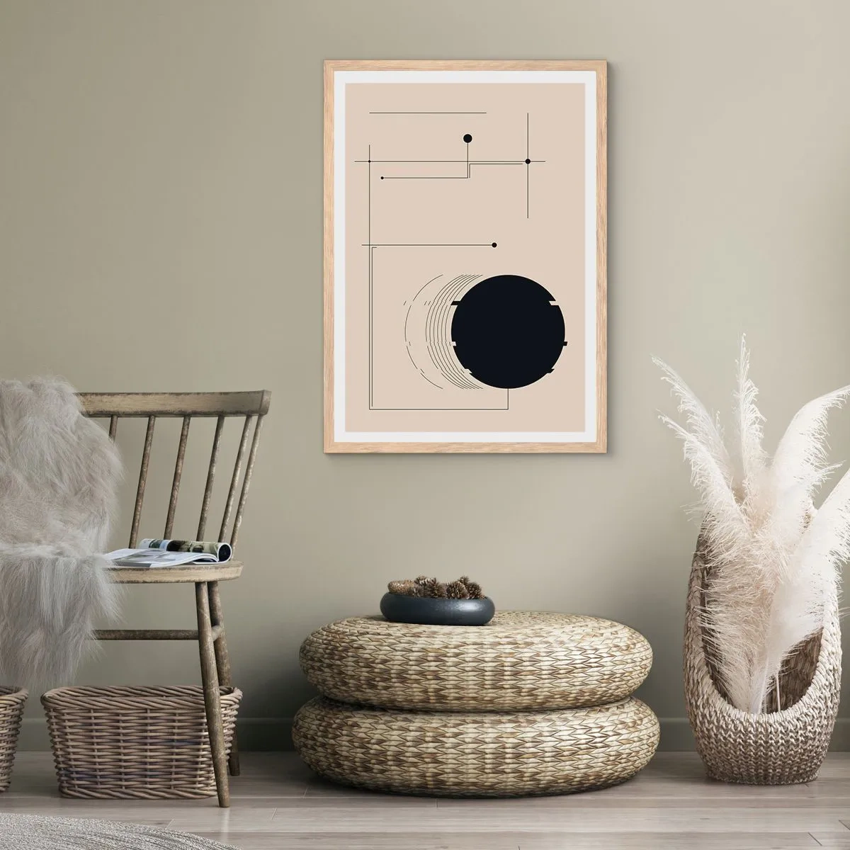 Poster in light oak frame - Springy and Dynamic Composition - 40x50 cm