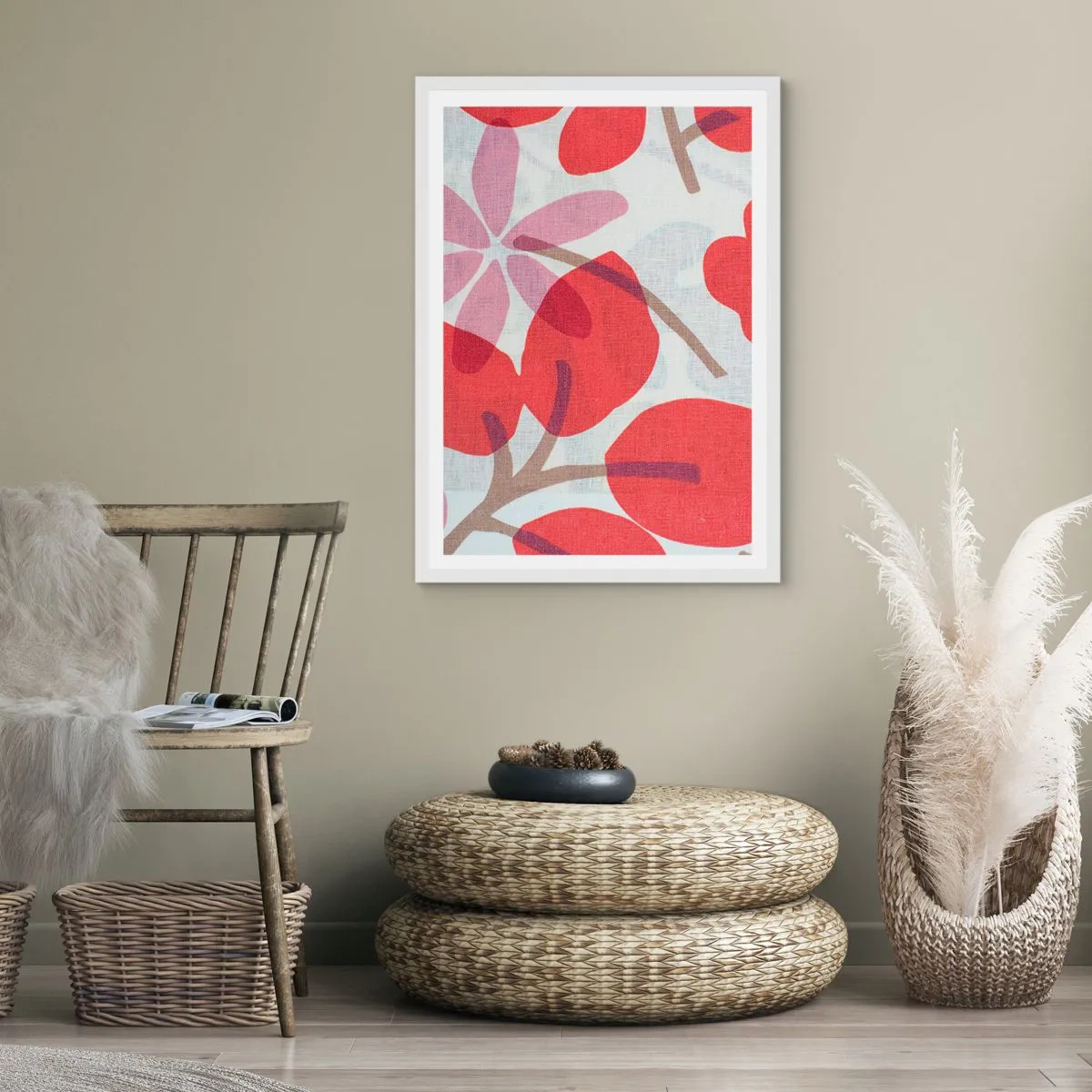 Poster in white frmae - Flower Composition in Pink - 61x91 cm