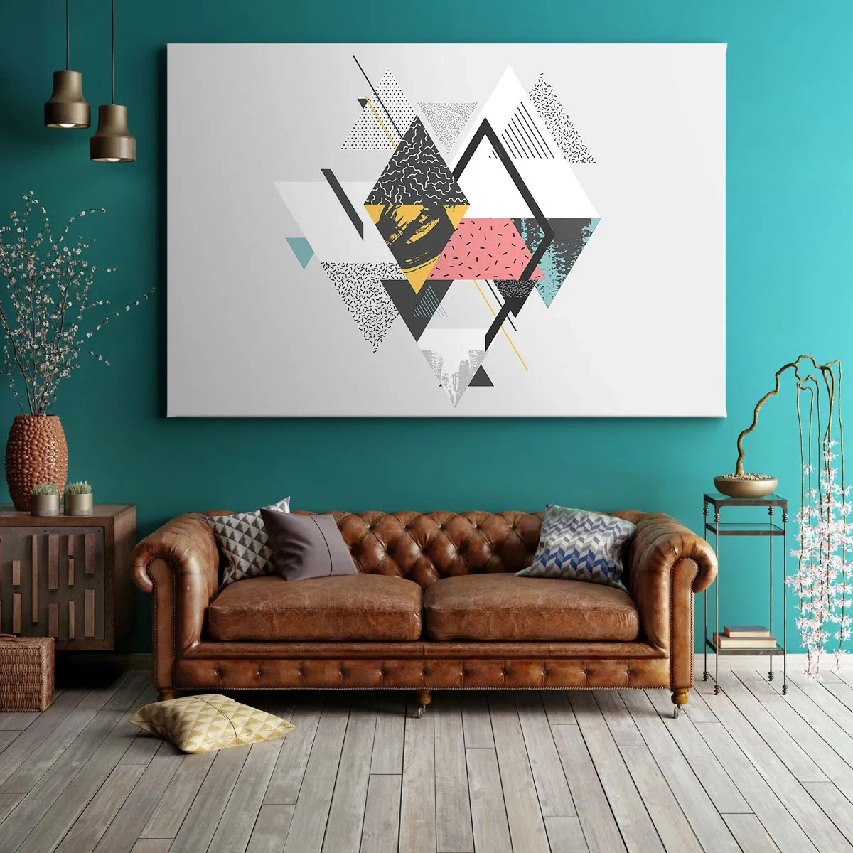 Canvas picture - Geometric patterns on a light background - 70x50cm - Variation for Triangle and Rhombus - Modern wall decoration for the living room and bedroom ARTTOR