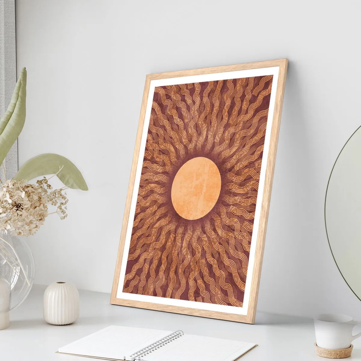 Poster in light oak frame - Sun Icon - 61x91 cm