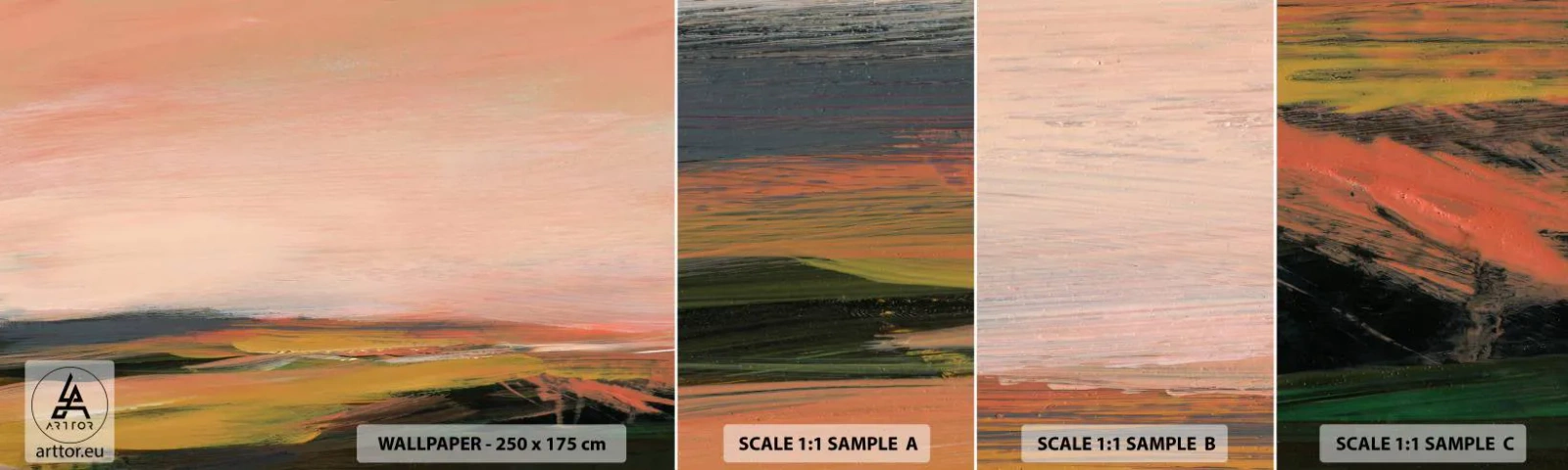 Photo Wallpaper Sample Self-Adhesive Deluxe Sticker - In Pink Tones - Landscape, Piece, View - 100x30 cm