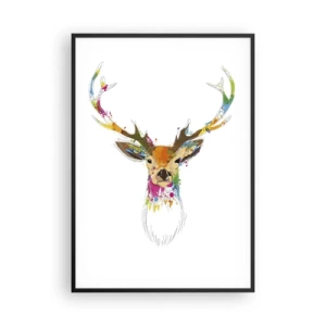 Poster in black frame - Deer Bathed in Colour - 70x100 cm
