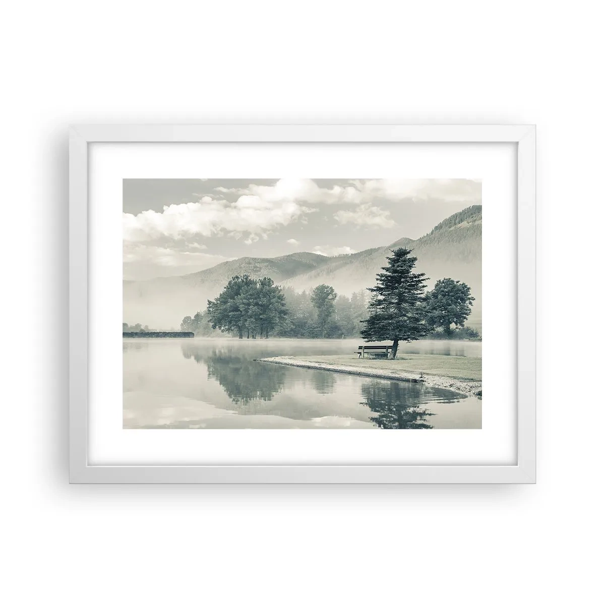 Poster in white frmae - Lake Is Still Asleep - 40x30 cm