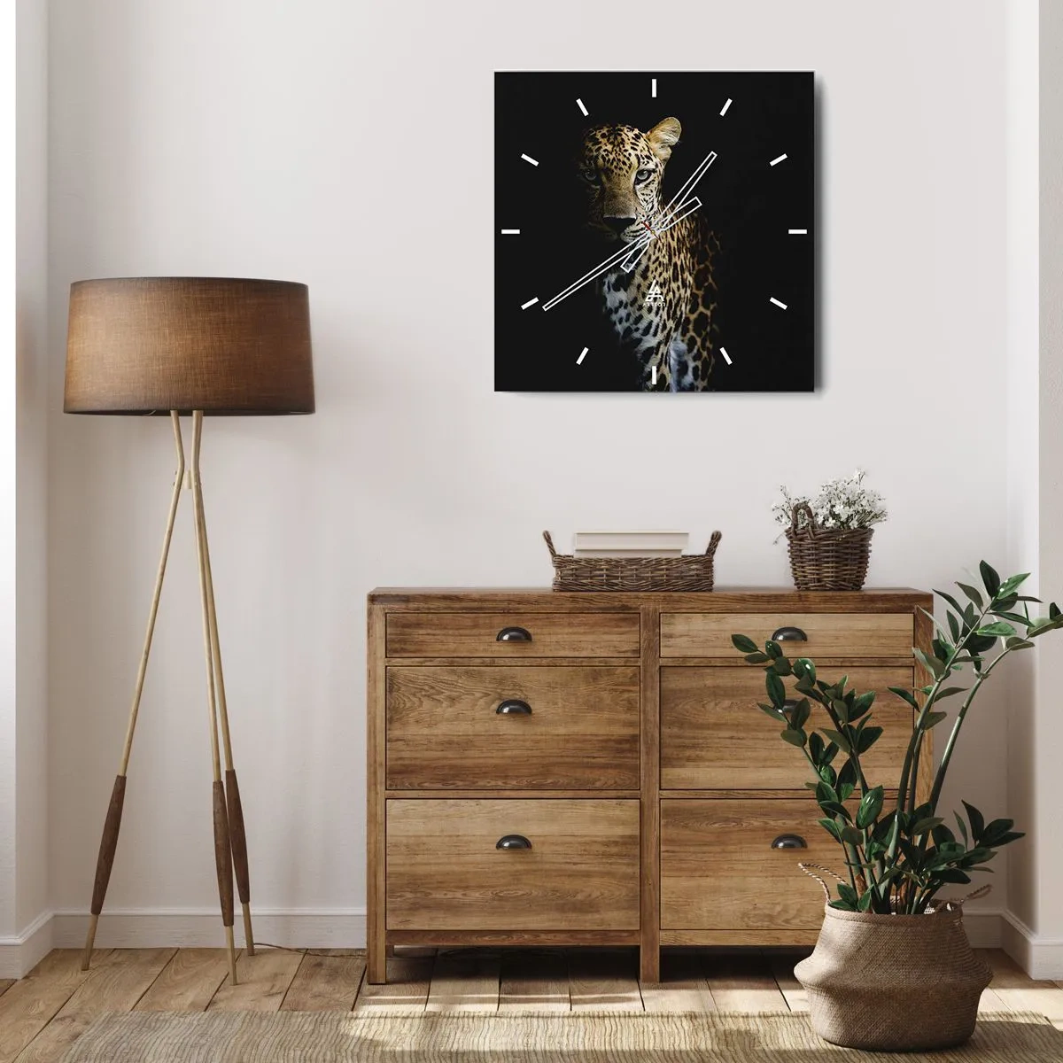 Wall clock - Clock on glass - Dark Beauty - 30x30 cm