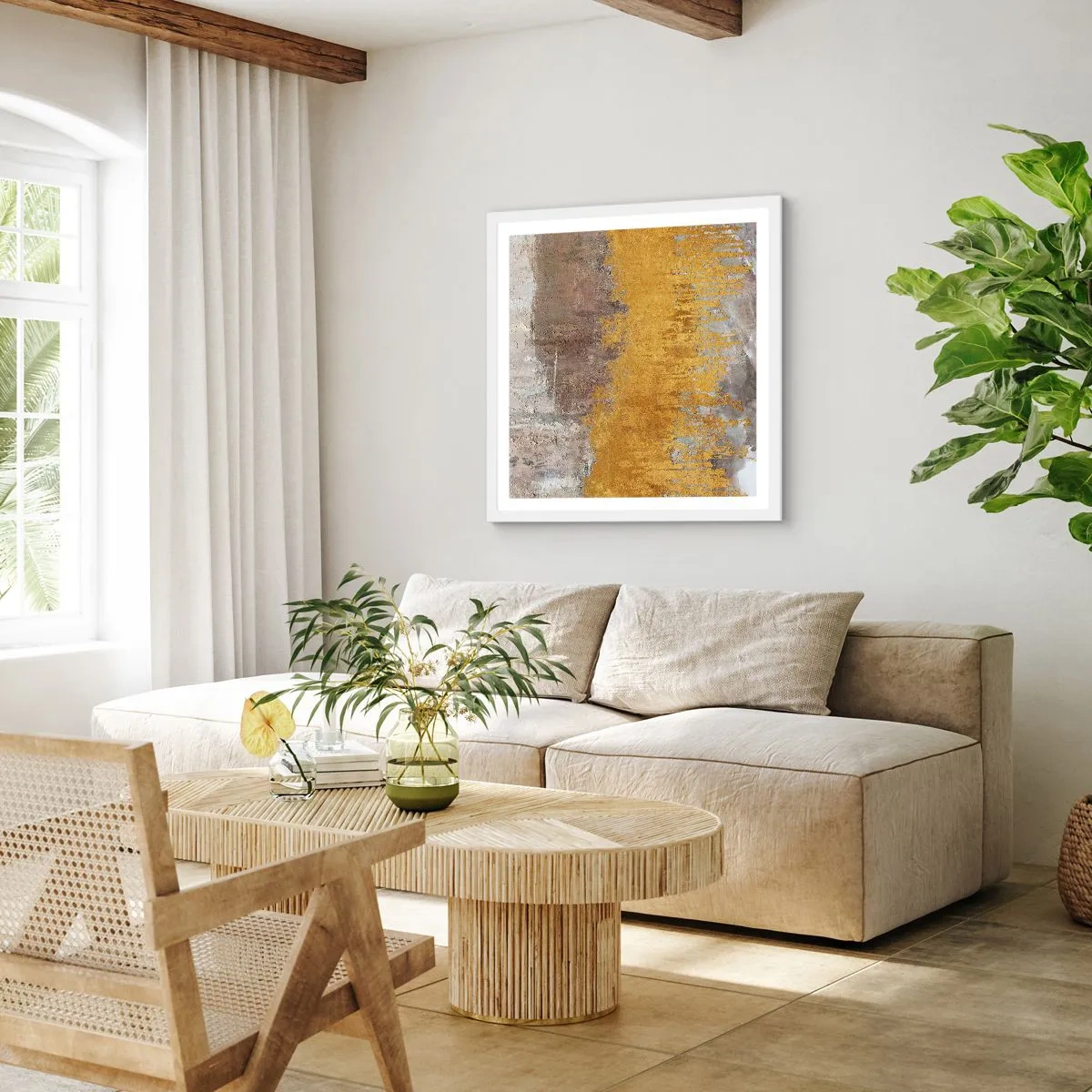 Poster in white frmae - Golden Blast - 50x50 cm