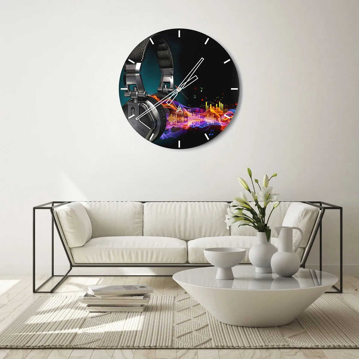 Wall clock - Clock on glass - In the Fire of Music - 40x40 cm