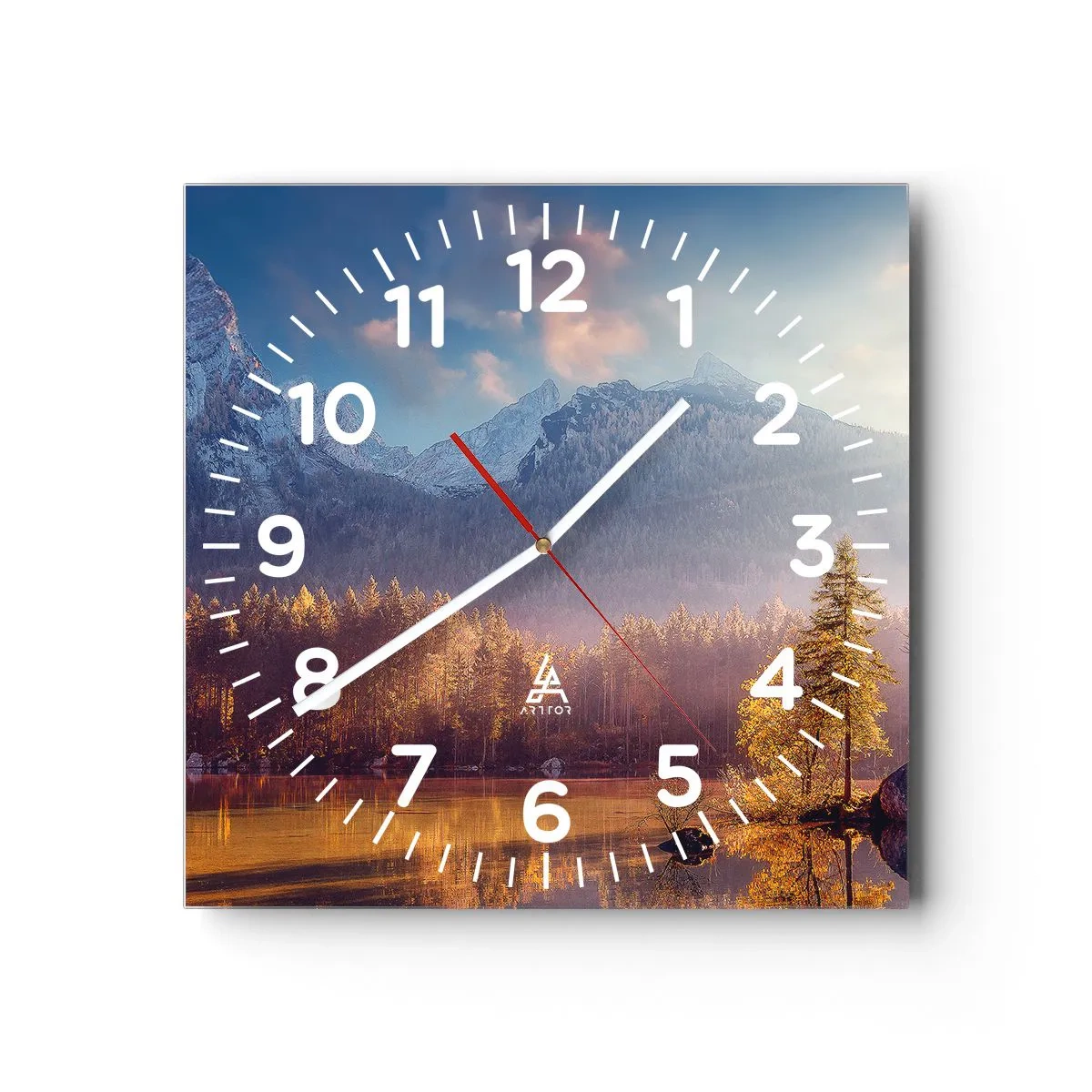 Wall clock - Clock on glass - In the Mountains and Valleys - 40x40 cm