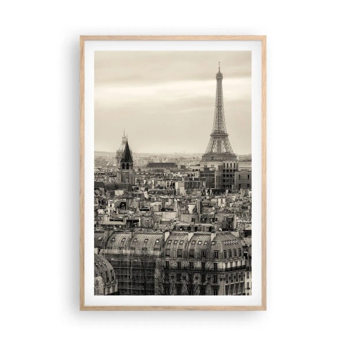 Poster in light oak frame - Over the Roofs of Paris - 61x91 cm