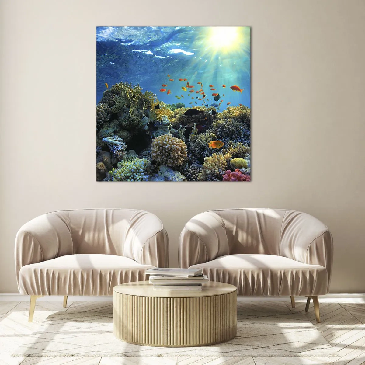 Glass picture - Underwater Treasures - 40x40 cm