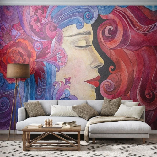 Photo Wallpaper Premium Canvas - Secession Still Alive - Woman, Flowers, Goddess - 400x280 cm