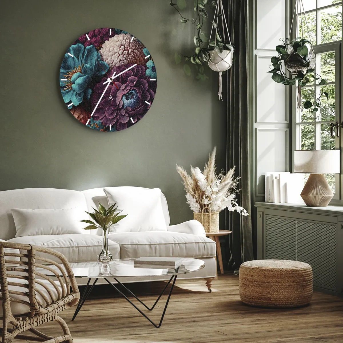 Wall clock - Clock on glass - Rich Nature - 30x30 cm