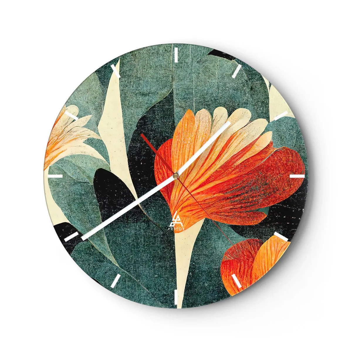 Wall clock - Clock on glass - Heat of the Tropics, Coolness of the Ground - 40x40 cm