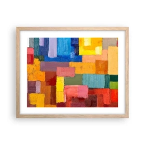 Poster in light oak frame - Each Different, All Colourful - 50x40 cm
