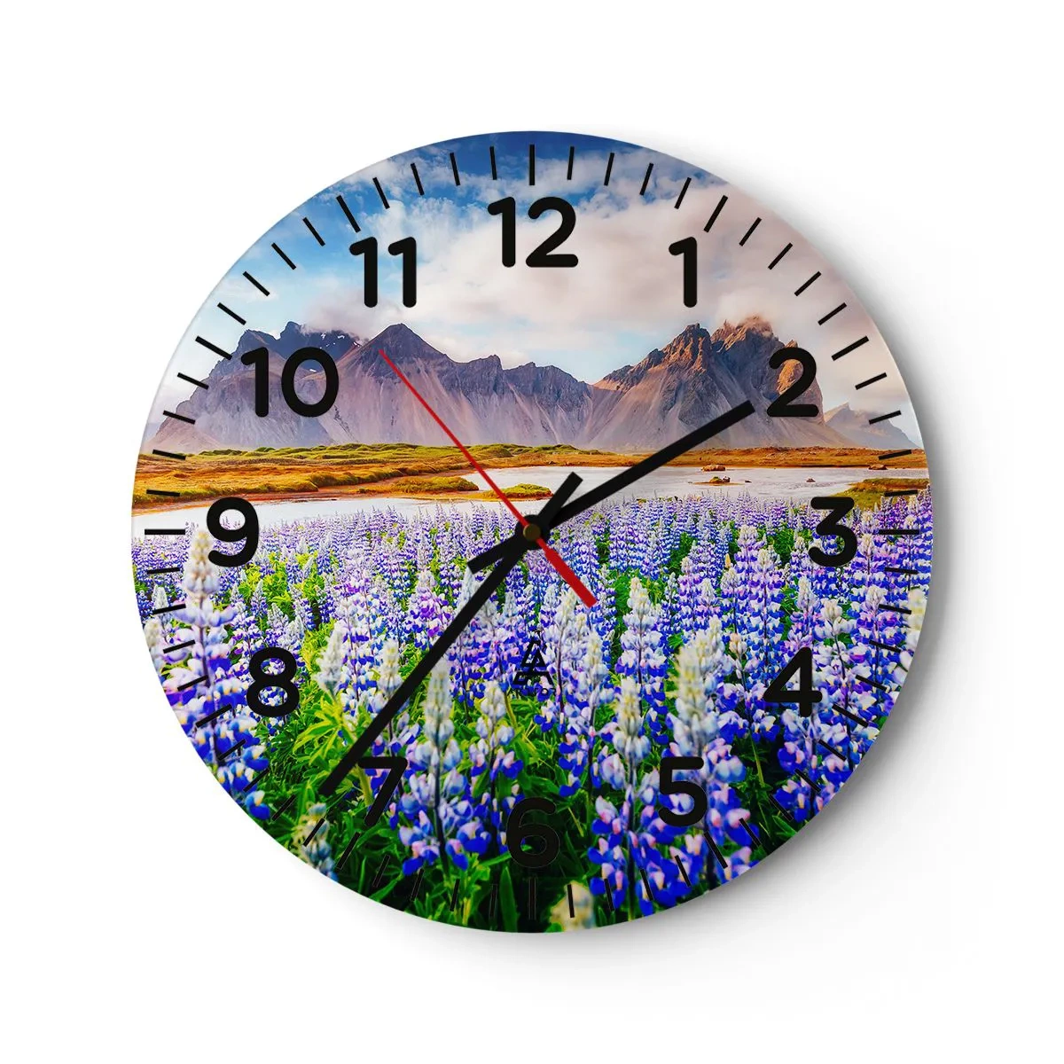 Wall clock - Clock on glass - Strength and Severity next to Sweetness - 30x30 cm
