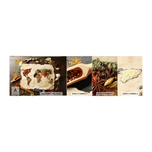 Photo Wallpaper Sample Self-Adhesive Deluxe Sticker - All Flavours of the World - Gastronomy, World map, Dried Spices - 100x30 cm