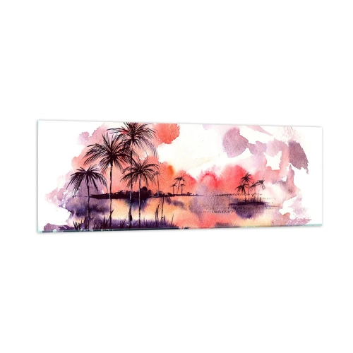 Glass picture - Peace of Tropics in Red - 90x30 cm