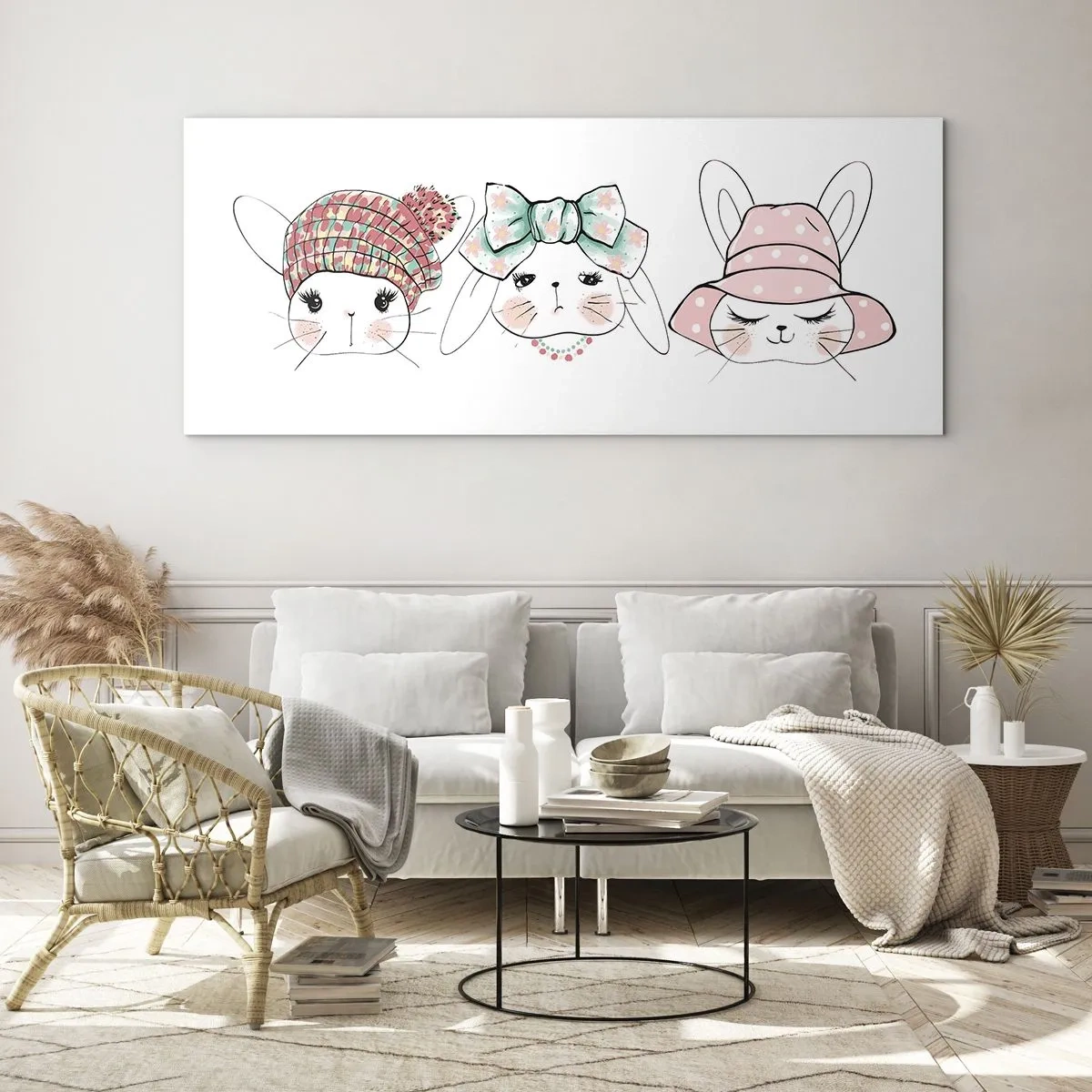 Glass picture - Pensive Sad Cheerful - 90x30 cm