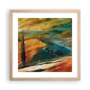 Poster in light oak frame - Tuscan Landscape - 40x40 cm