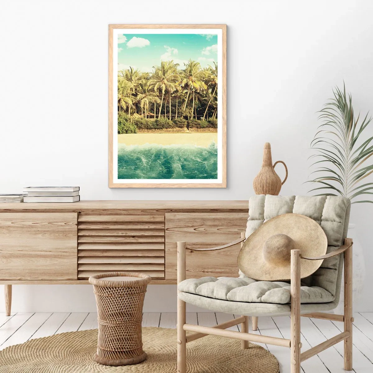 Poster in light oak frame - How about Here? - 70x100 cm