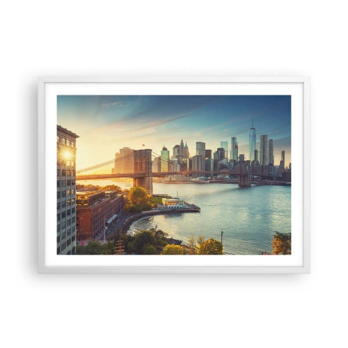 Poster in white frmae - Big City Dawn - 70x50 cm