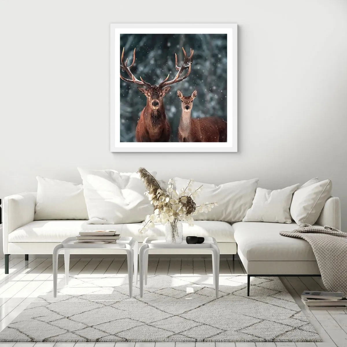 Poster in white frmae - Master of the Forest with His Wife - 50x50 cm