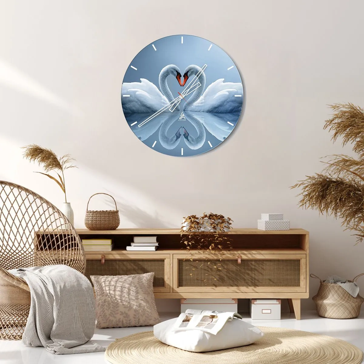 Wall clock - Clock on glass - Time for Love - 30x30 cm