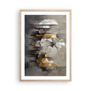 Poster in light oak frame - Composition of Ice and Light - 50x70 cm