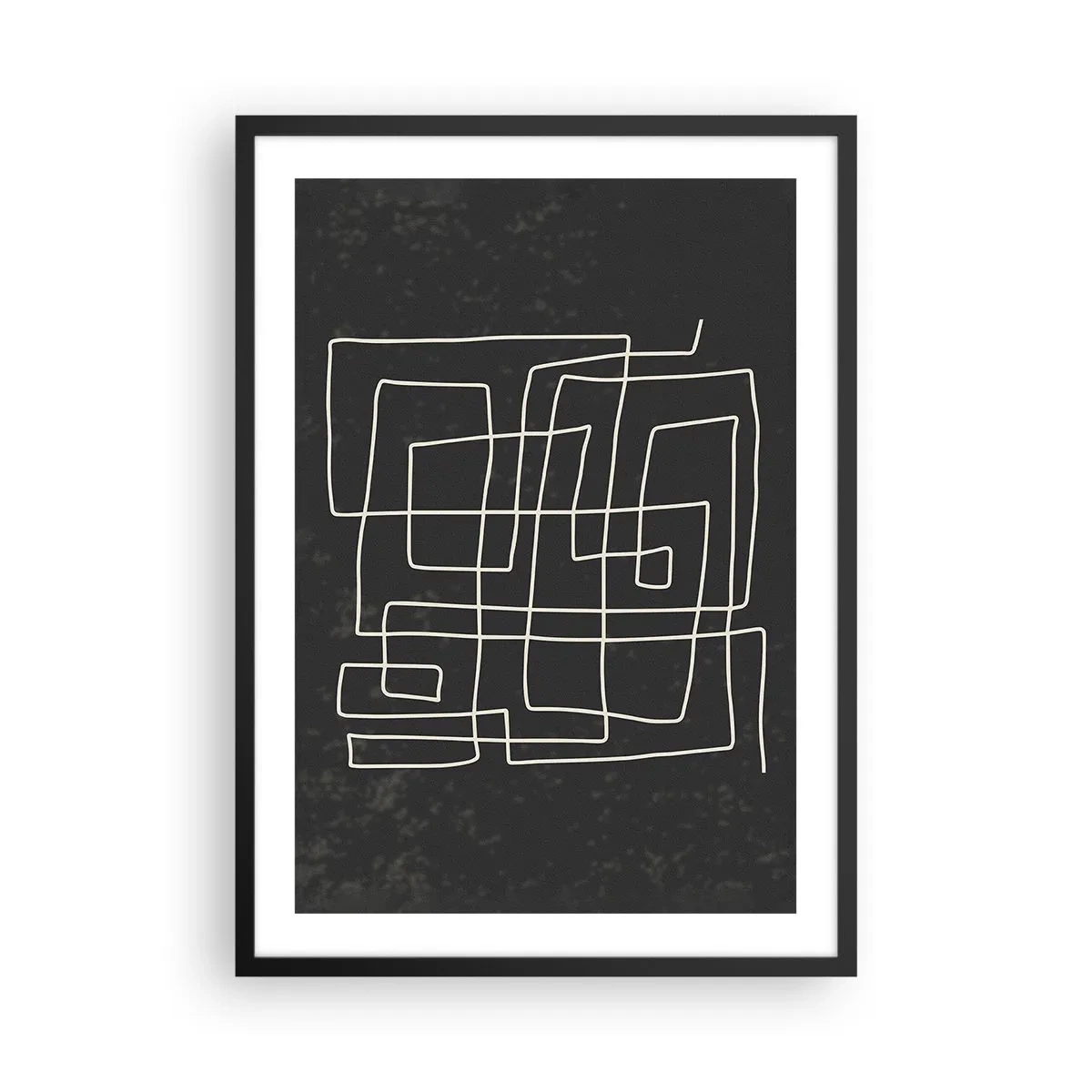 Poster in black frame - Geometric abstraction on a black background - 50x70cm - Not Too Straight - Modern wall decoration for the living room and bedroom ARTTOR