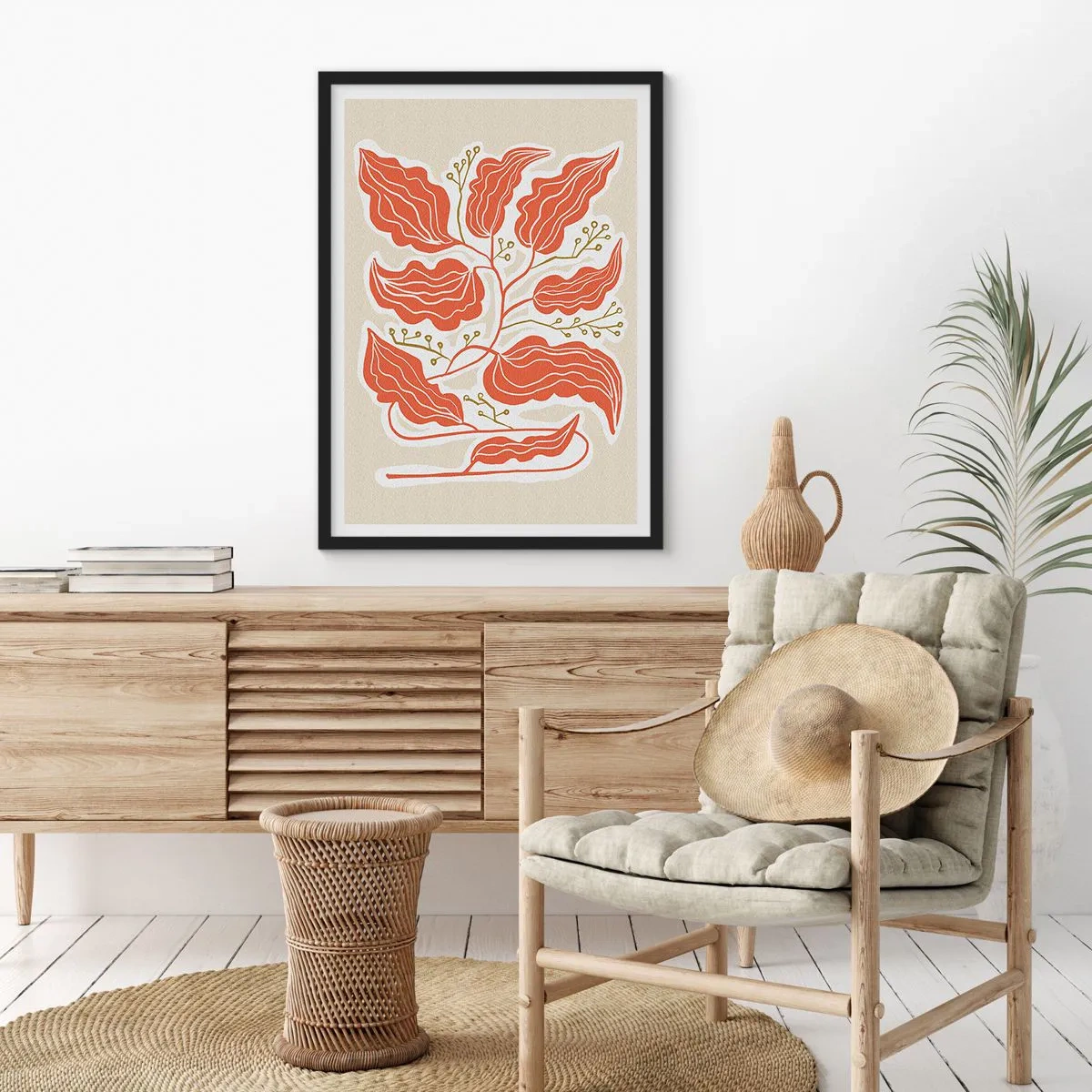 Poster in black frame - Folk and Coral - 70x100 cm